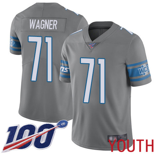 Detroit Lions Limited Steel Youth Ricky Wagner Jersey NFL Football #71 100th Season Rush Vapor Untouchable